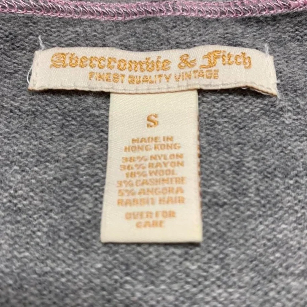 Abercrombie & Fitch RARE Y2K Cashmere Angora Knit Top Contrast Pink Stitching S - Picture 5 of 8
